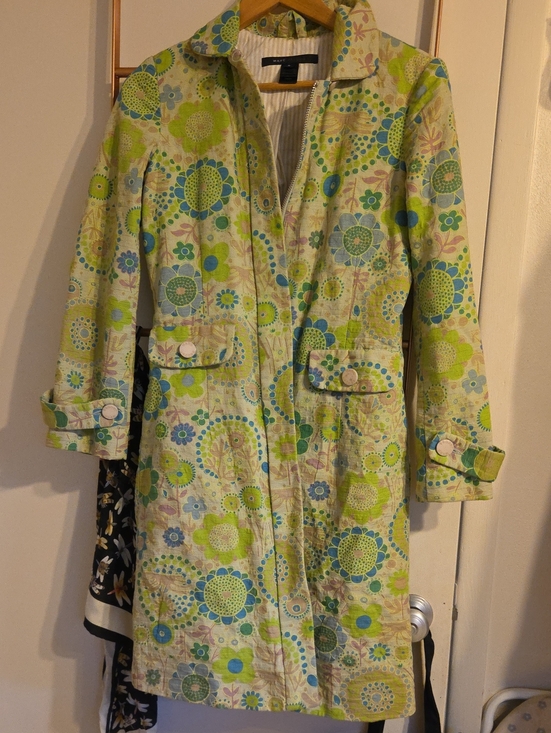 Marc Jacobs Jackets & Blazers - Vintage Marc Jacobs Mod Floral Pattern Light Green Trench Coat